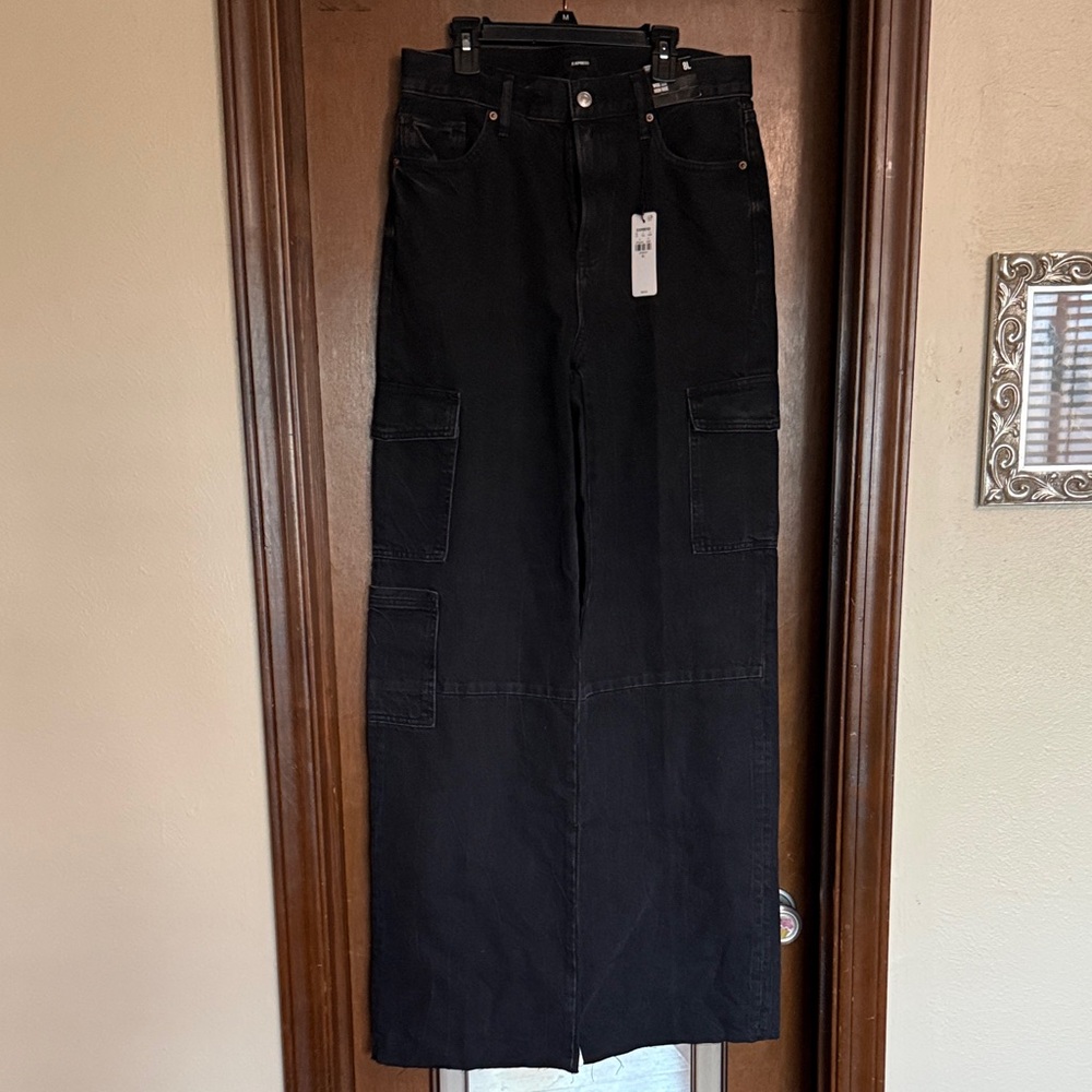 Express high rise wide leg cargo jeans